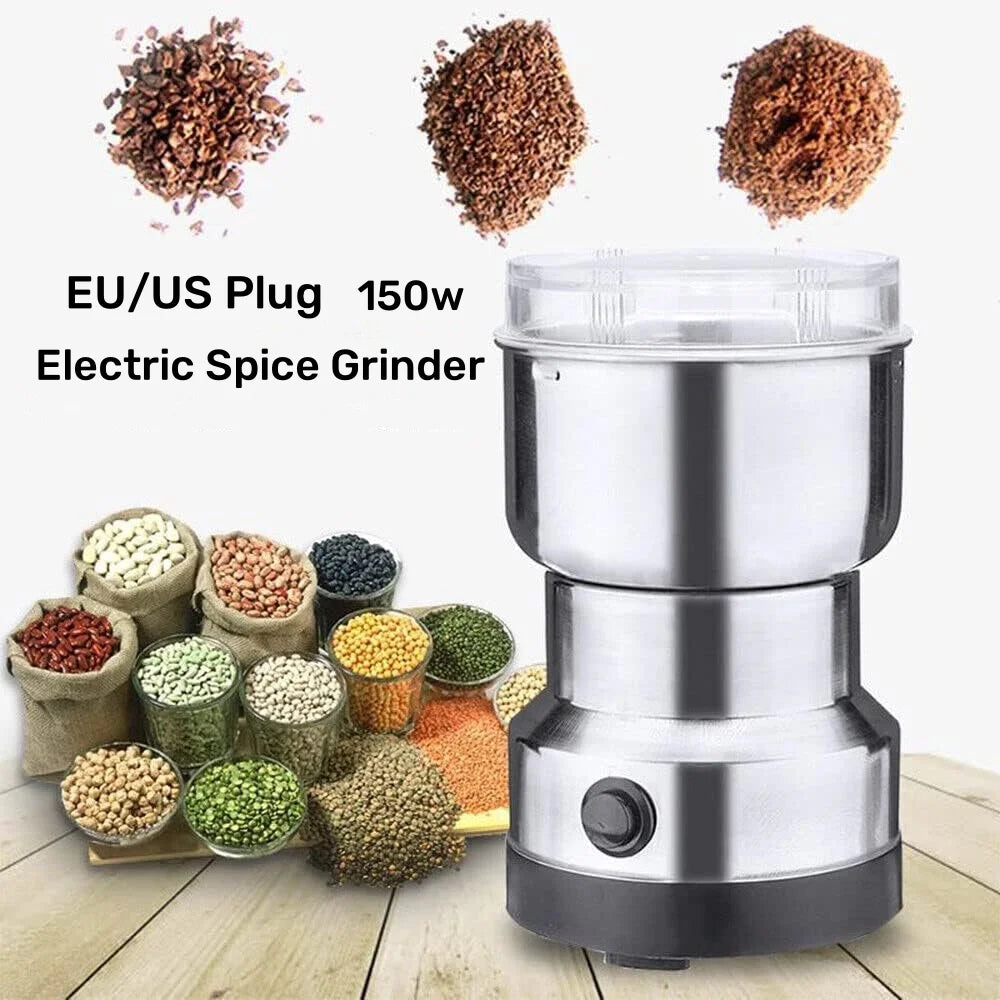 Electric spice grinder with various spices and grains