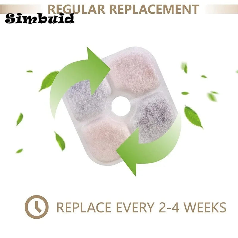 6/12-Pack Activated Carbon Replacement Filters for Cat & Dog Drinking Fountains, Pet Water Dispenser Filters