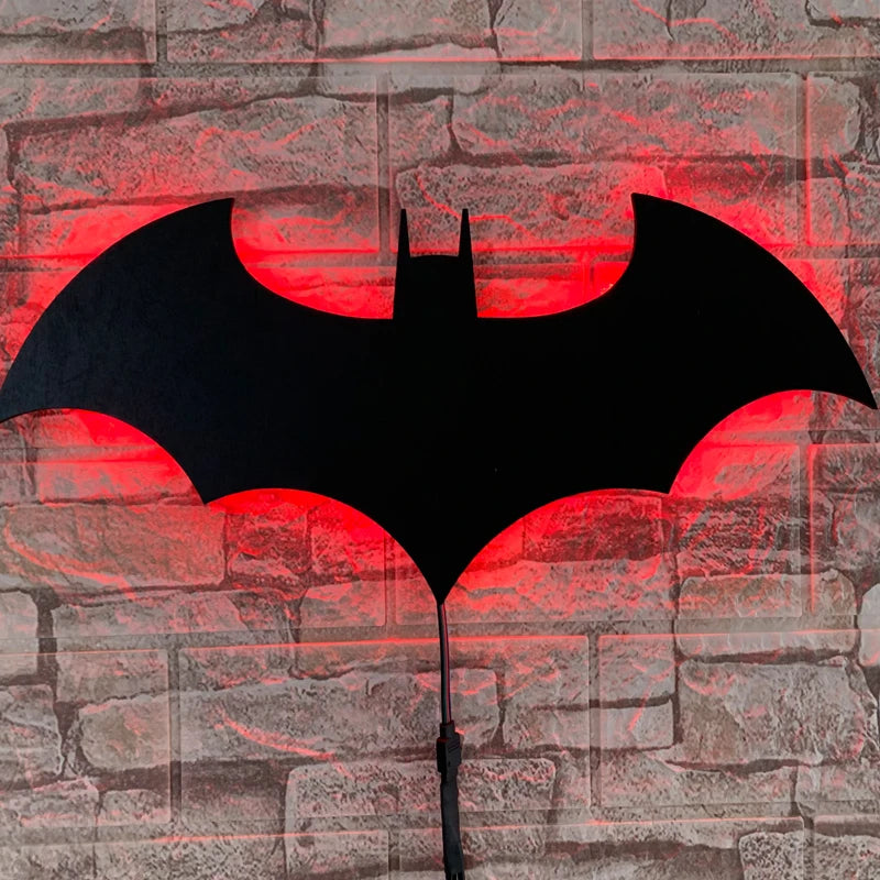 Wooden Bat LED Wall Lamp with Remote - Decorative Night Light for Bedroom, Living Room & Bar