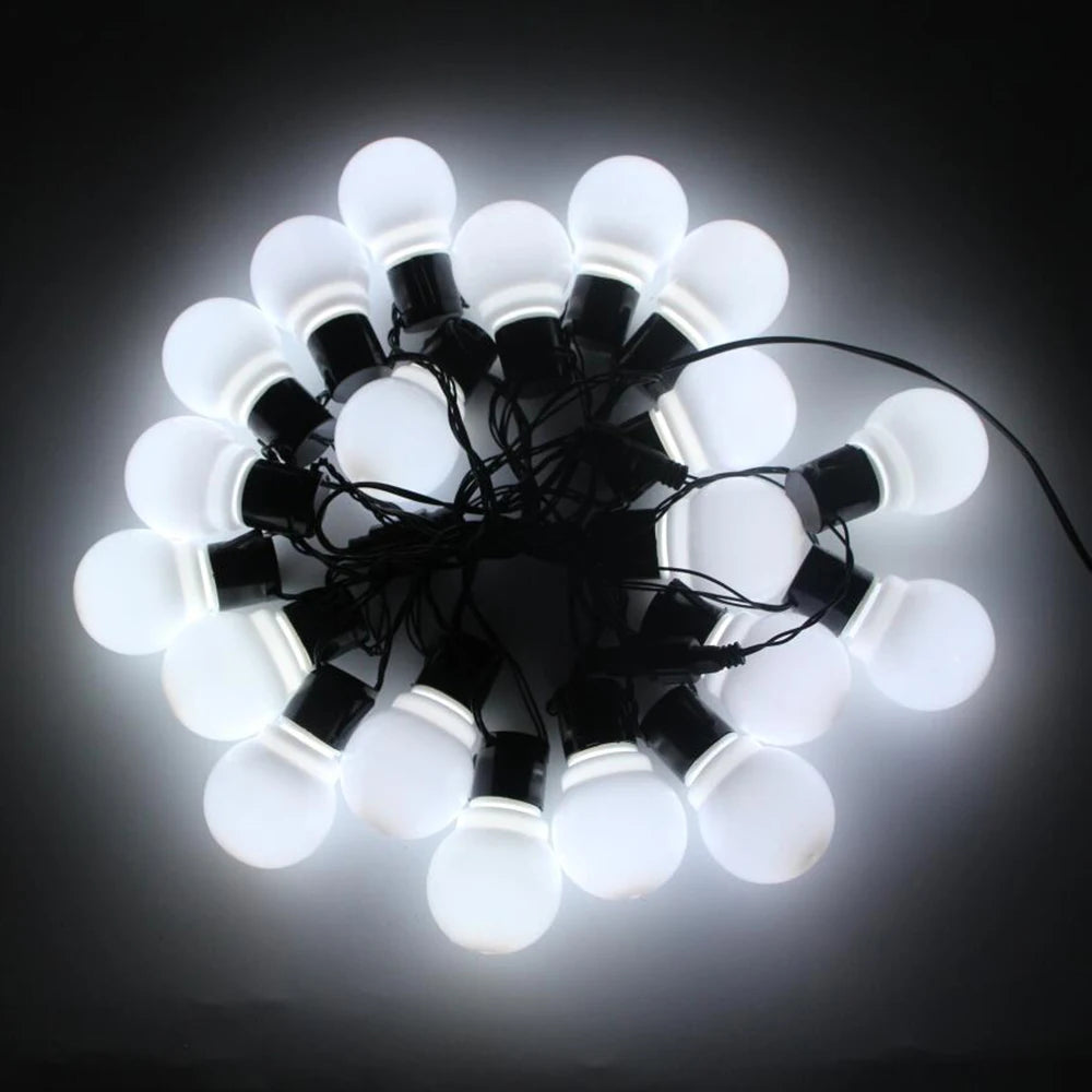 Festoon LED Globe String Lights – 6m (19.7ft) / 11m (36.1ft) / 16m (52.5ft) with 20/38/60 Globe Bulbs, Outdoor Party & Christmas Garland