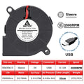 50mm (50x50x15mm) Brushless Dual-Ball Bearing Cooling Fan – 2-Pin/USB, 5V/12V/24V Turbo Blower for 3D Printers & Electronics