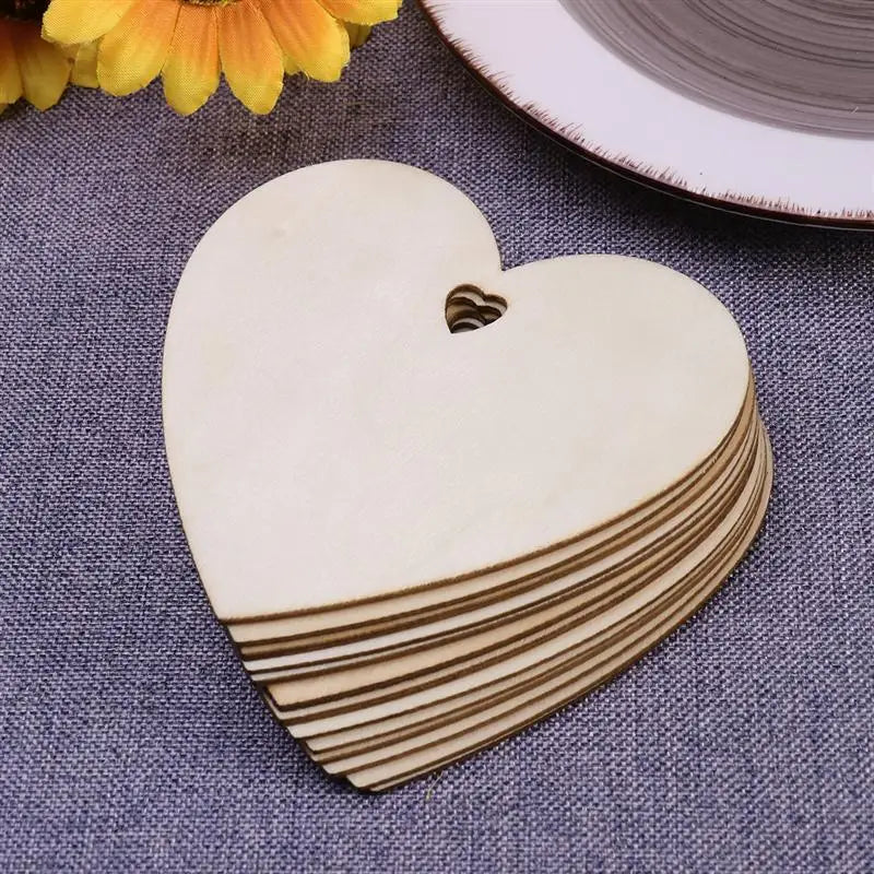 50/100-Pack 100mm (3.94 in) Wooden Heart Craft Blanks – Unfinished Ornaments for DIY Painting, Wedding & Christmas Decor