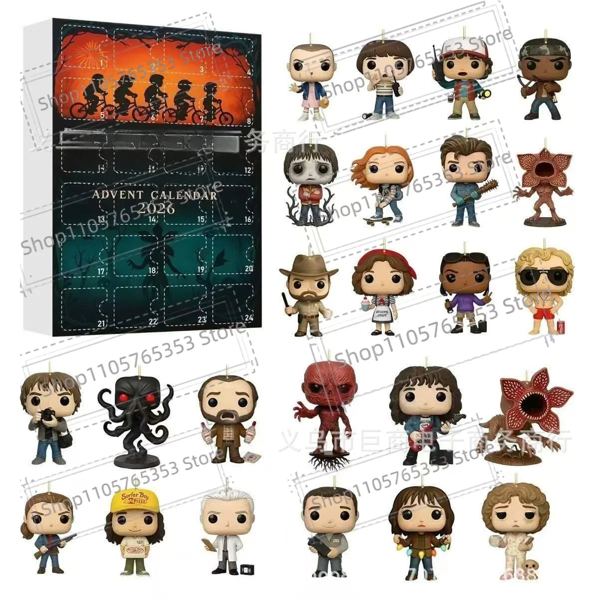 Stranger Christmas Advent Calendar Set – 2D Acrylic Ornament Collectible Fan Bundle for TV Show Fans