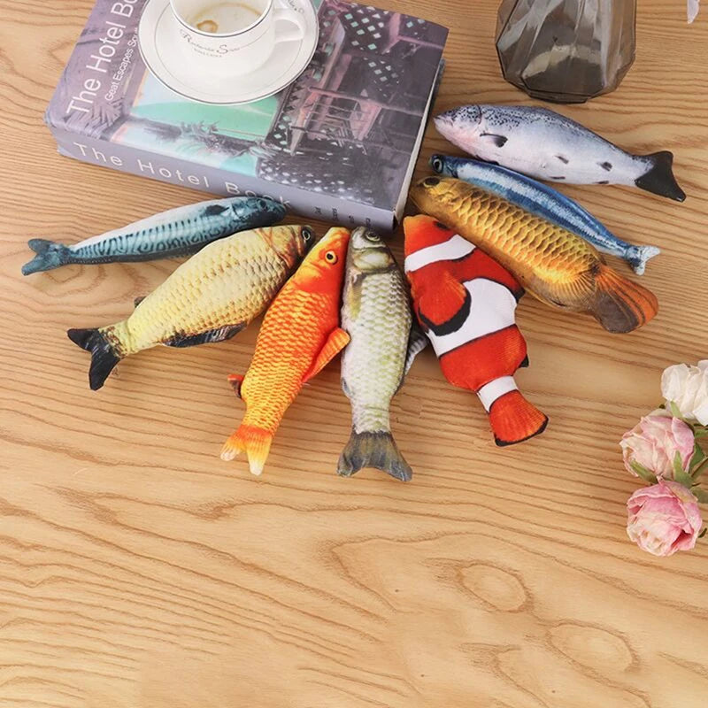 Plush Fish Cat Toy with Catnip - Durable Bite-Resistant Interactive Stuffed Toy for Cats