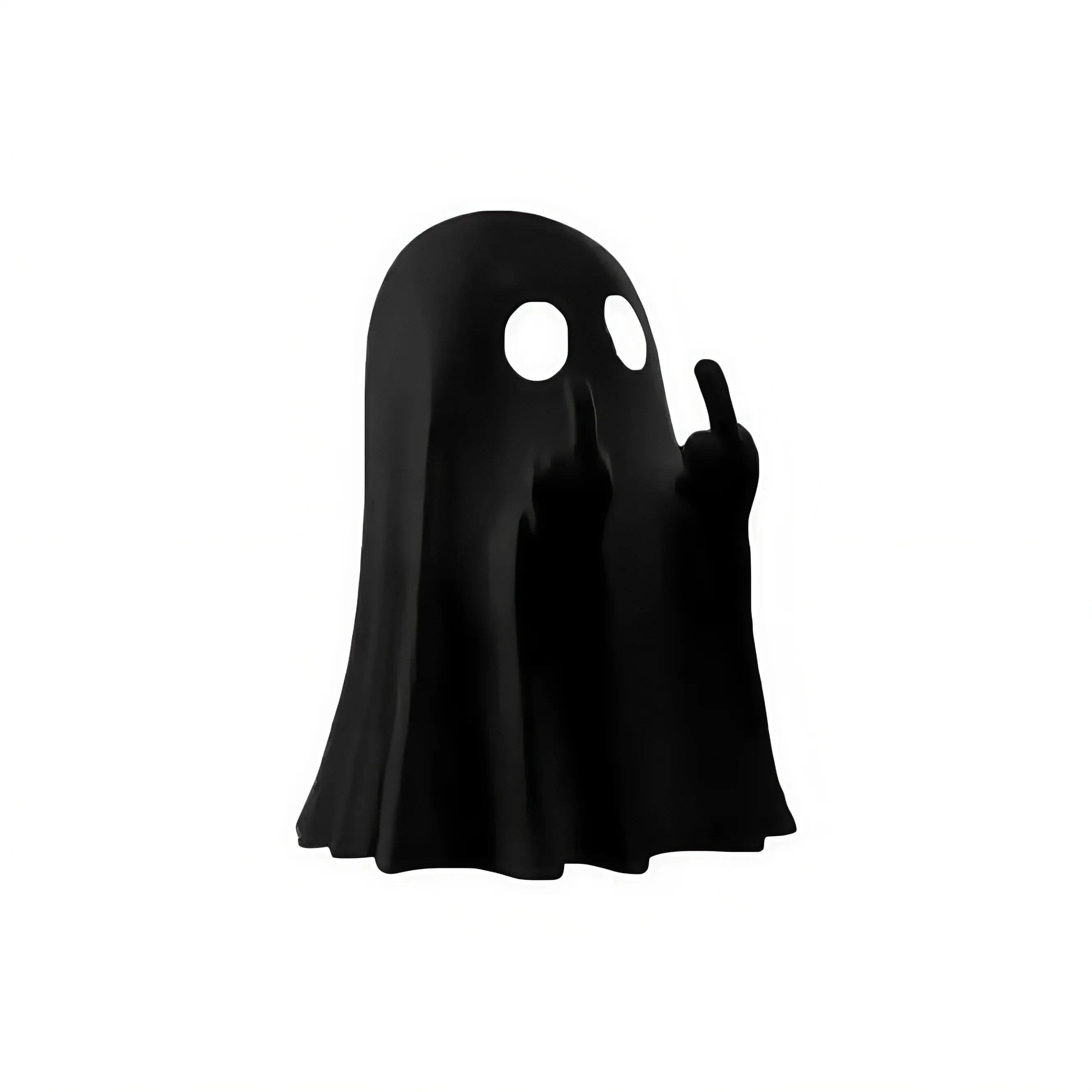 Funny Middle Finger Ghost Statue - Small Rude Ghost Figurine for Halloween Coffee Table and Shelf Decor