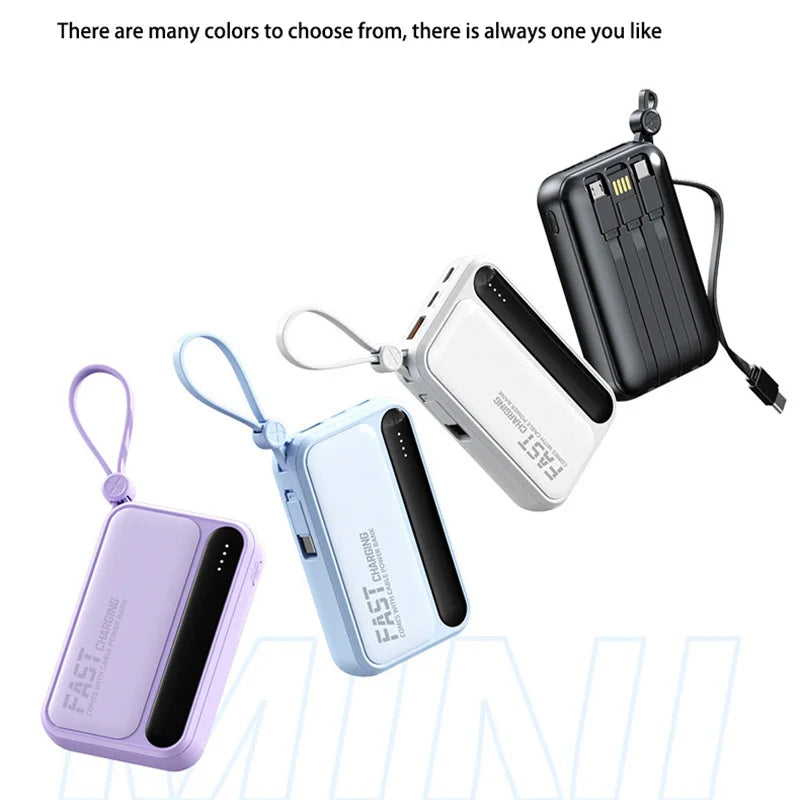 50000mAh 4-in-1 Power Bank Built-in Cables, 120W Fast Charging Digital Display & LED Light
