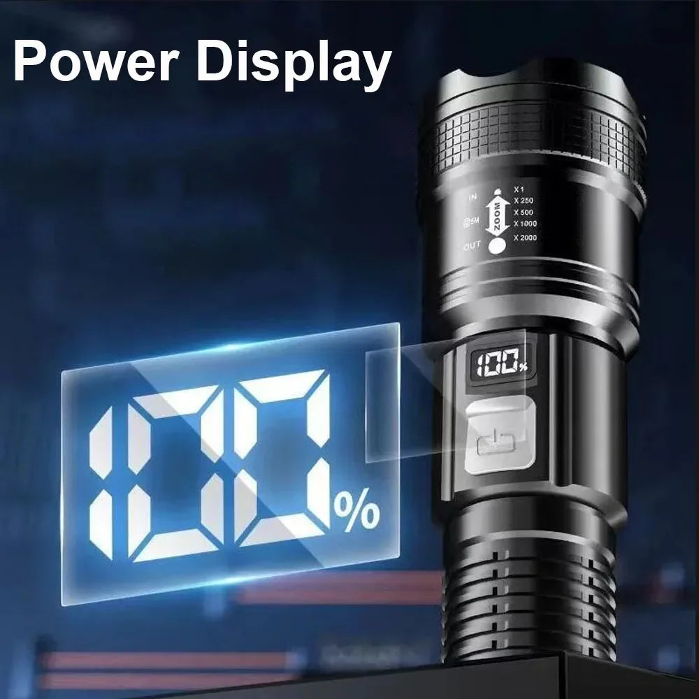 Super Bright USB Rechargeable Tactical Flashlight 1,600,000 LM - Long-Range Waterproof LED Torch for Camping & Fishing