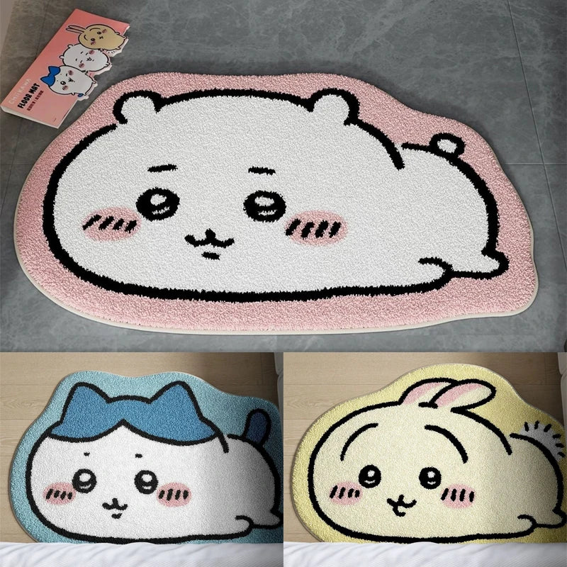 Anime Hachiware Usagi Plush Floor Rug - Non-Slip Bath, Car & Living Room Mat