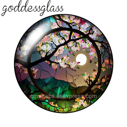 10-Pack Round Glass Photo Cabochons (12/18/20/25mm) Floral Flat Back for Jewelry Making