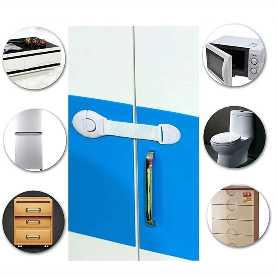 Baby Safety Drawer & Cabinet Locks — 10 or 20 Pack Adjustable Webbing Strap Latches for Childproofing