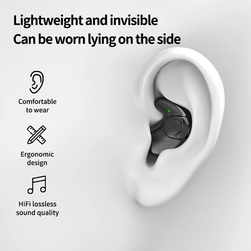 Waterproof Wireless Bluetooth 5.3 Mini Earbuds - Noise-Cancelling In-Ear Headphones for Sleep & Sports