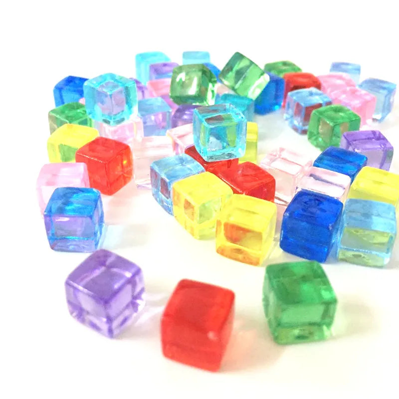 50-Pack 8mm Acrylic Cube Dice (0.31in) – 25 Translucent Colors Clear Game Pieces for Board Games & Crafts