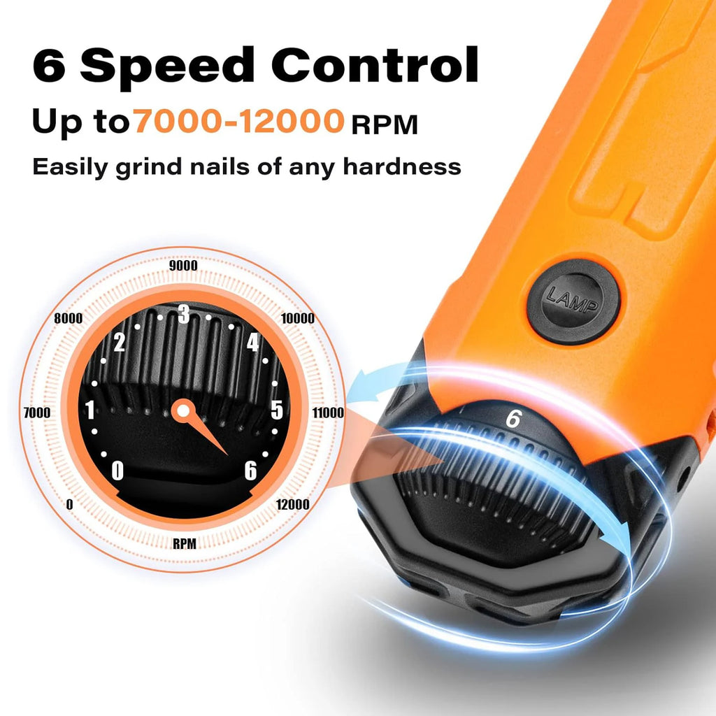 6-Speed Rechargeable Dog Nail Grinder Quiet Electric Pet Nail Trimmer for Painless Paw Grooming