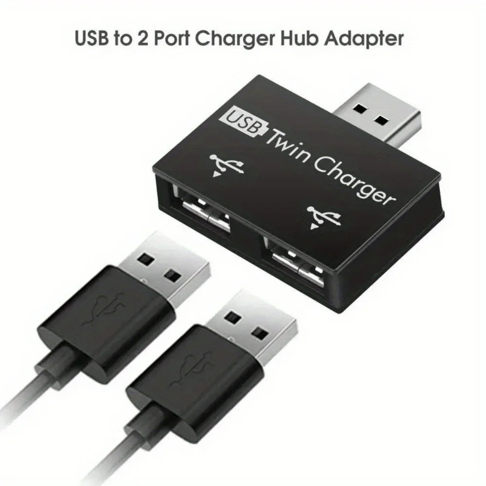 USB 2.0 1-to-2 USB-A Splitter Adapter - 2-Port USB Hub for Charging & Data Transfer
