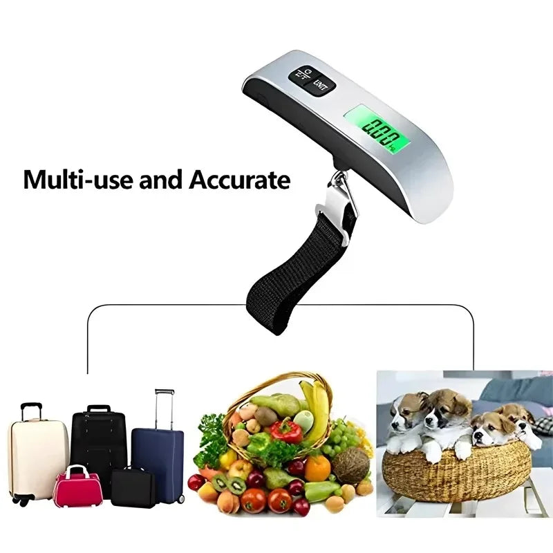 50kg / 110lb Portable Digital Hanging Luggage Scale - Handheld Travel Suitcase Weighing Scale