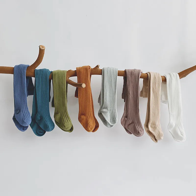Baby Girl Cotton Tights - Knitted Infant & Toddler Pantyhose, Soft Stockings for Newborns & Kids