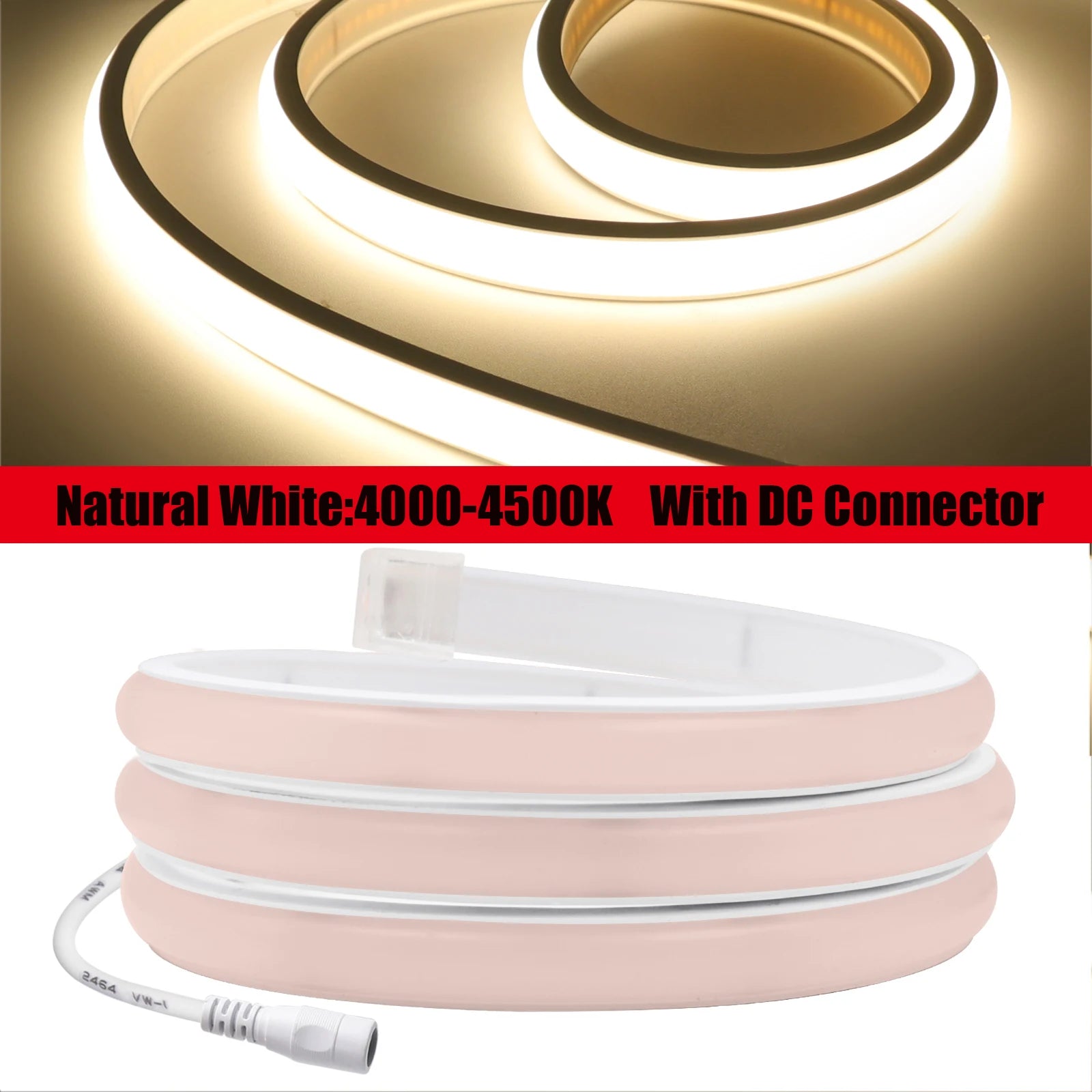 COB Neon LED Strip 12V/24V – 320 LEDs/m Waterproof Flexible Rope Light, 3000K/4000K/6000K, 0.5–20M (1.6–65.6 ft)