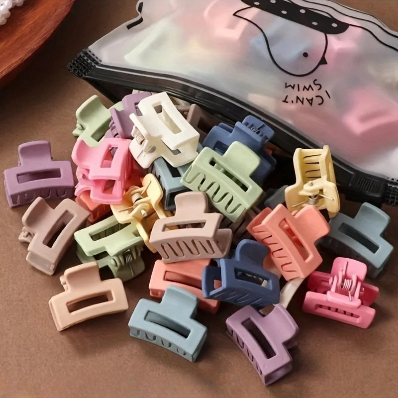 20-Pack Matte Hollow Hair Claw Clips, Solid Candy Colors Rectangular Barrettes for Women