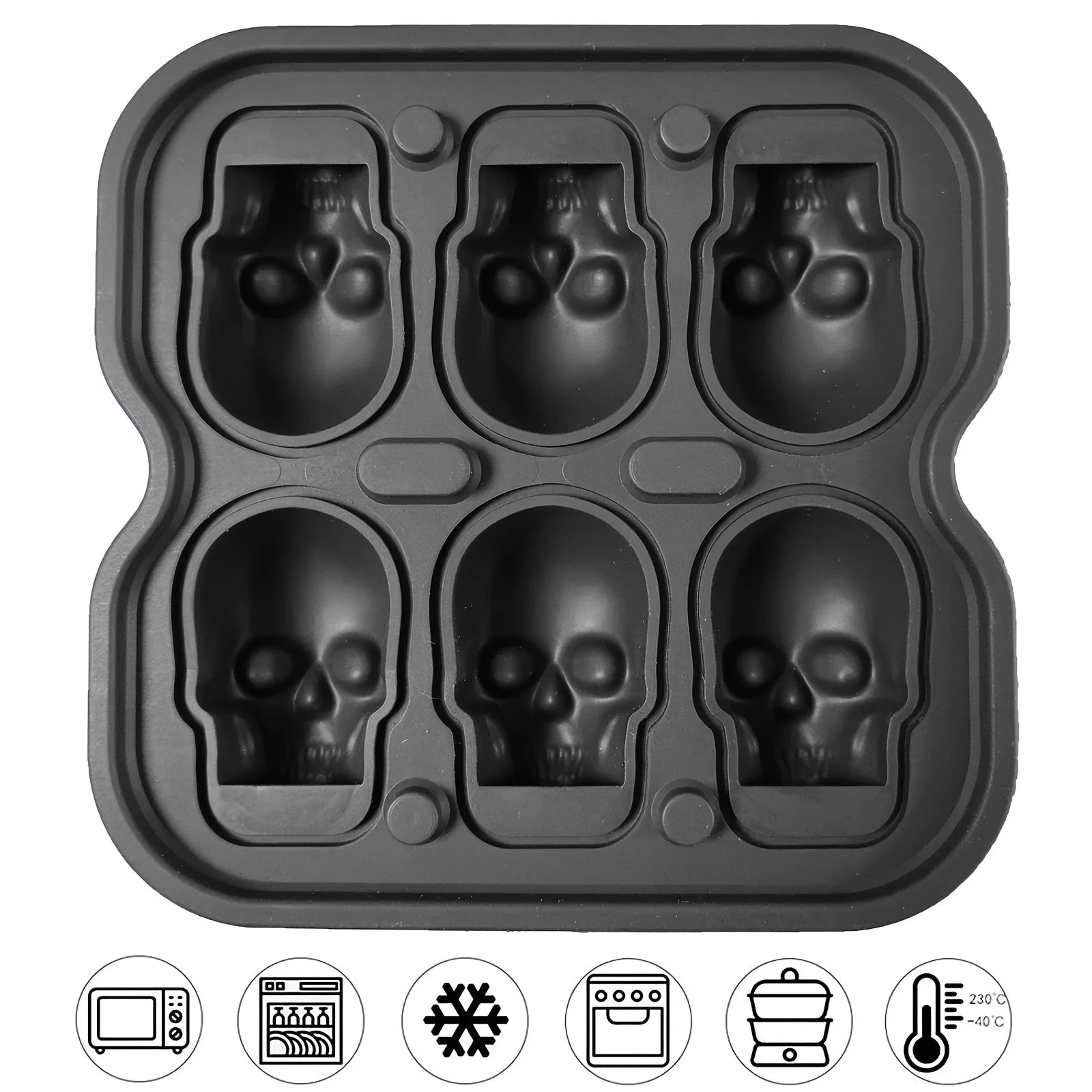 3D Skull Ice Ball Silicone Mold – 4 & 6-Cavity Flexible BPA-Free Ice Trays for Cocktails