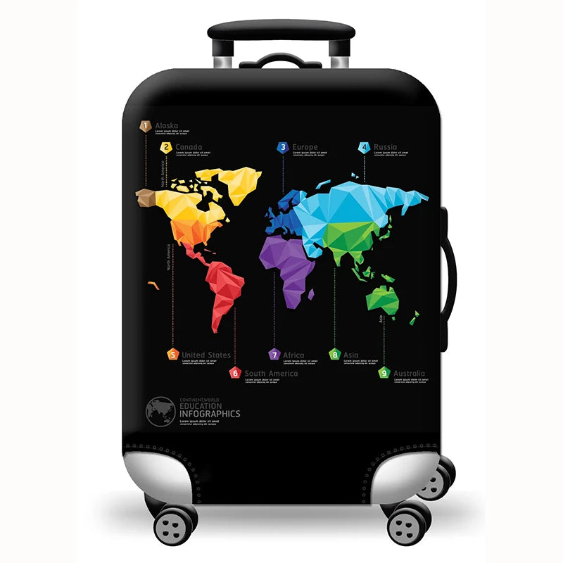 Elastic Stretch Printed Luggage Cover with Zipper & Buckle – Fits 18–32 Inch (46–81 cm) Suitcases – Durable Travel Trolley Protector