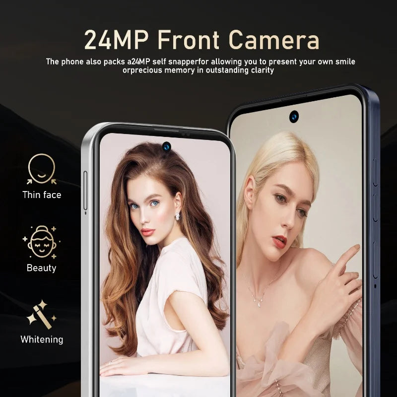 Android 4G LTE Smartphone, 5300mAh, 12GB RAM 512GB ROM, 6.56 in (16.7 cm) OLED 1080x2640, 48MP+24MP Triple Camera, MTK Deca-Core
