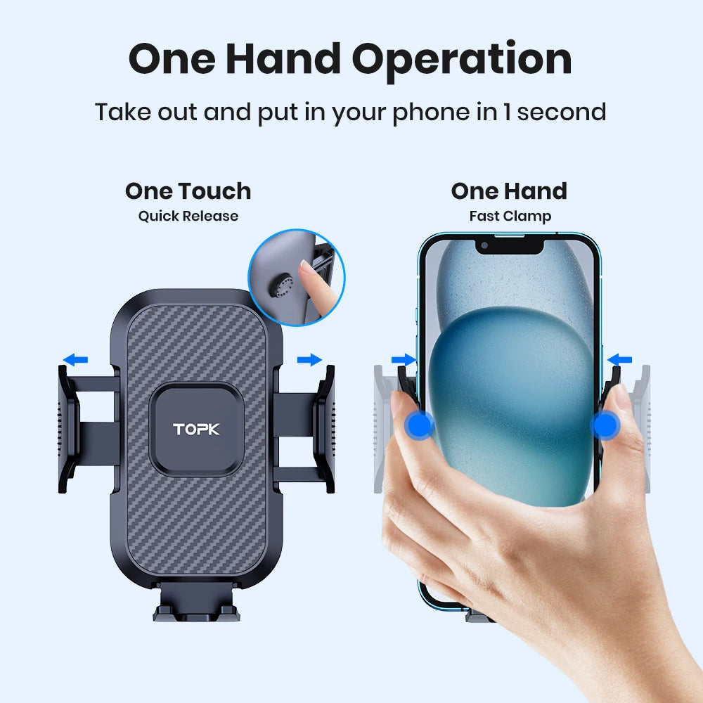 Universal Car Air Vent Phone Mount – Auto-Locking Hook Clip, 360° Rotating Holder for 4–6.7 in (10–17 cm) Smartphones