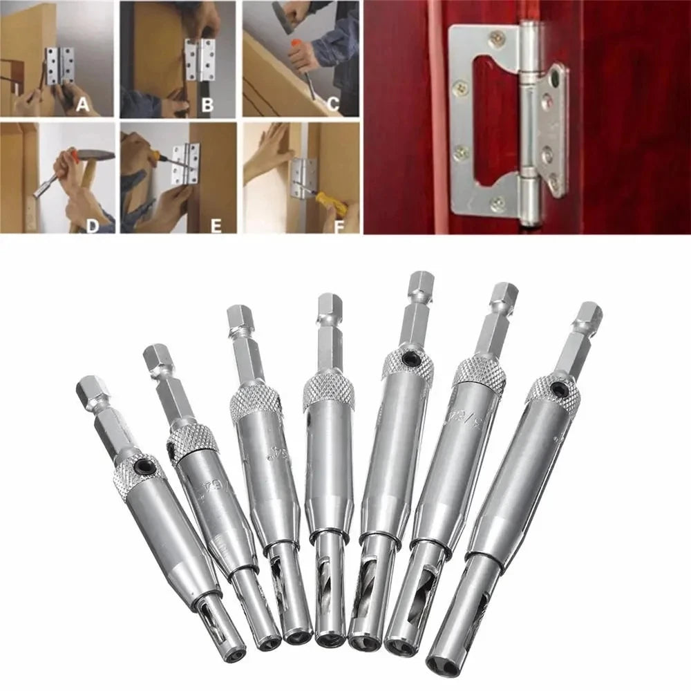 HSS Self-Centering Hinge Drill Bit for Door & Cabinet 1pc 5/64–1/4 in (2.0–6.3 mm) Wood Reaming & Countersink Tool