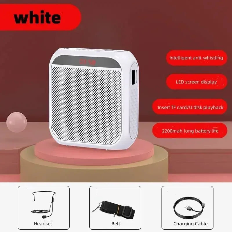Portable 5W Voice Amplifier with Headset Microphone – 2200mAh Rechargeable Wearable Speaker, USB/TF Playback for Teachers & Tour Guides
