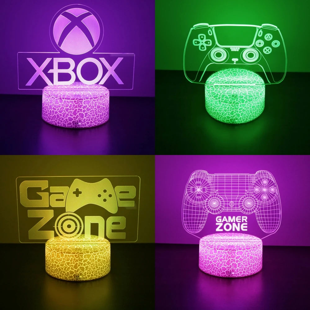 3D LED Neon Gamer Lamp - RGB Acrylic Night Light with Remote & Touch for Kids & Gaming Room