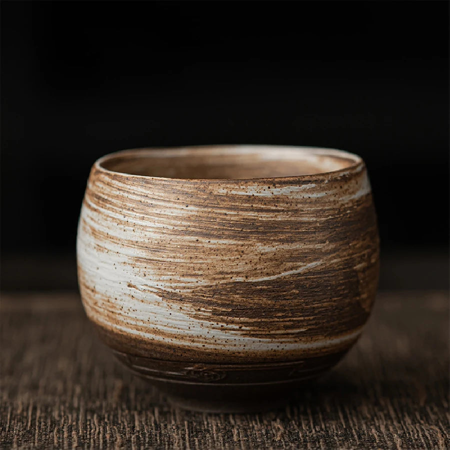 Japanese-Style Handmade Rough Pottery Tea Cup Ceramic Kung Fu Single Cup Antique Style Gift