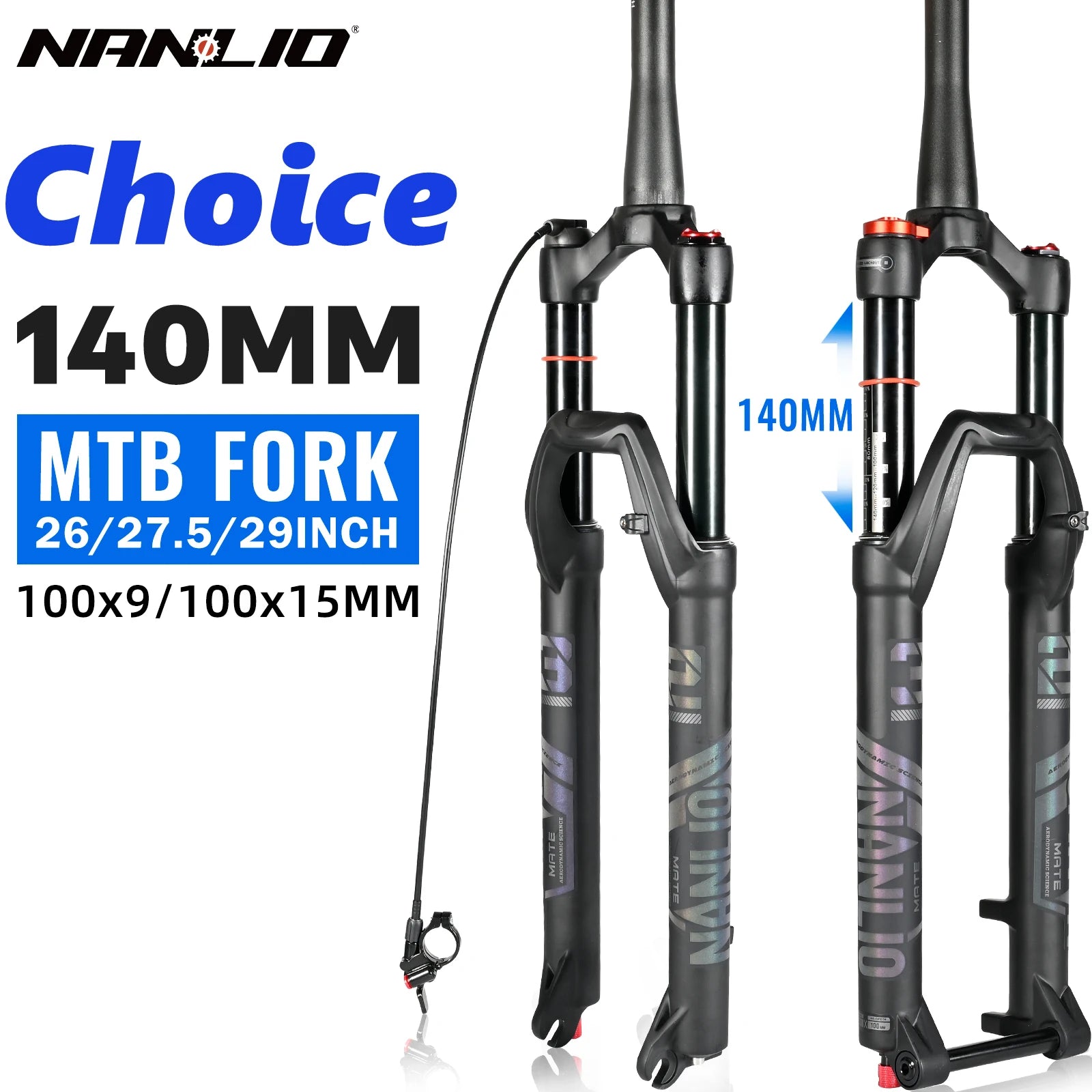 Air Suspension MTB Fork Rebound and Lockout Adjustment 26 / 27.5 / 29-Inch Straight or Tapered, 120mm (4.7in) & 140mm (5.5in) Travel