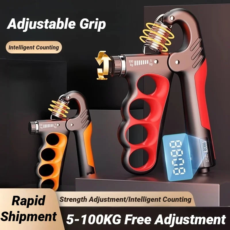 Adjustable 5-100kg Electronic Counting Hand Grip Strengthener for Wrist & Hand Rehab