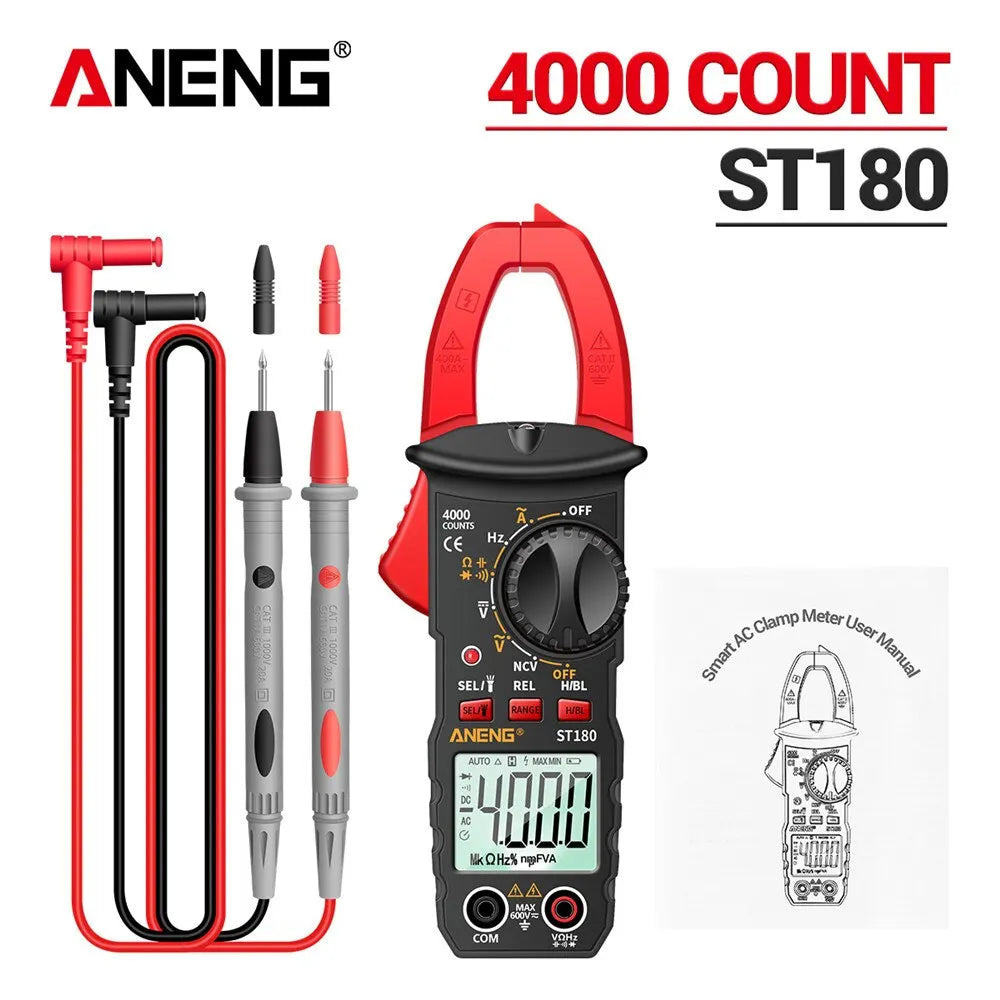 Digital AC Clamp Meter 4000 Counts Multimeter – AC/DC Voltage & Current Tester with NCV, Capacitance, Frequency, Ohms