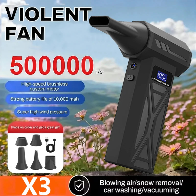Mini Rechargeable Electric Air Duster - Portable Cordless Air Blower for PC Keyboard & Car, 3-Speed Adjustable with 4 Nozzles