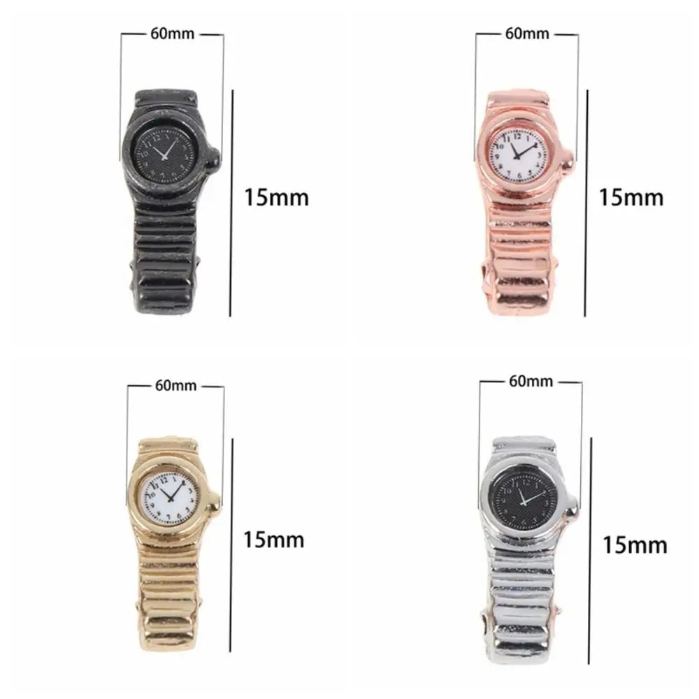 1:12 Scale Miniature Metal Wrist Watch for Dollhouse - 1.5 x 0.6 cm (0.59 x 0.24 in) Doll Accessory, Pretend Play
