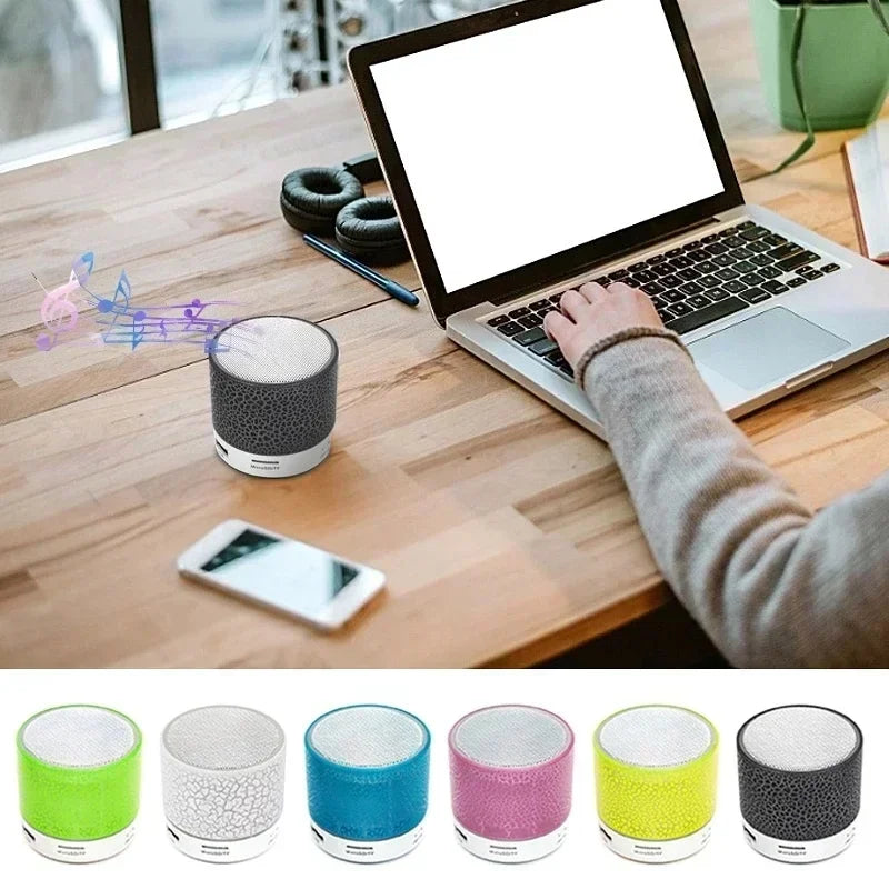 Mini Portable Bluetooth Speaker with LED Light, USB SD Card AUX, Subwoofer Sound Column for Phone & PC