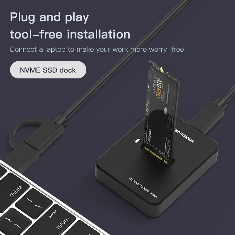 M.2 SSD Enclosure USB-C 10Gbps NVMe & SATA Docking Station – Supports 2242/2260/2280/22110