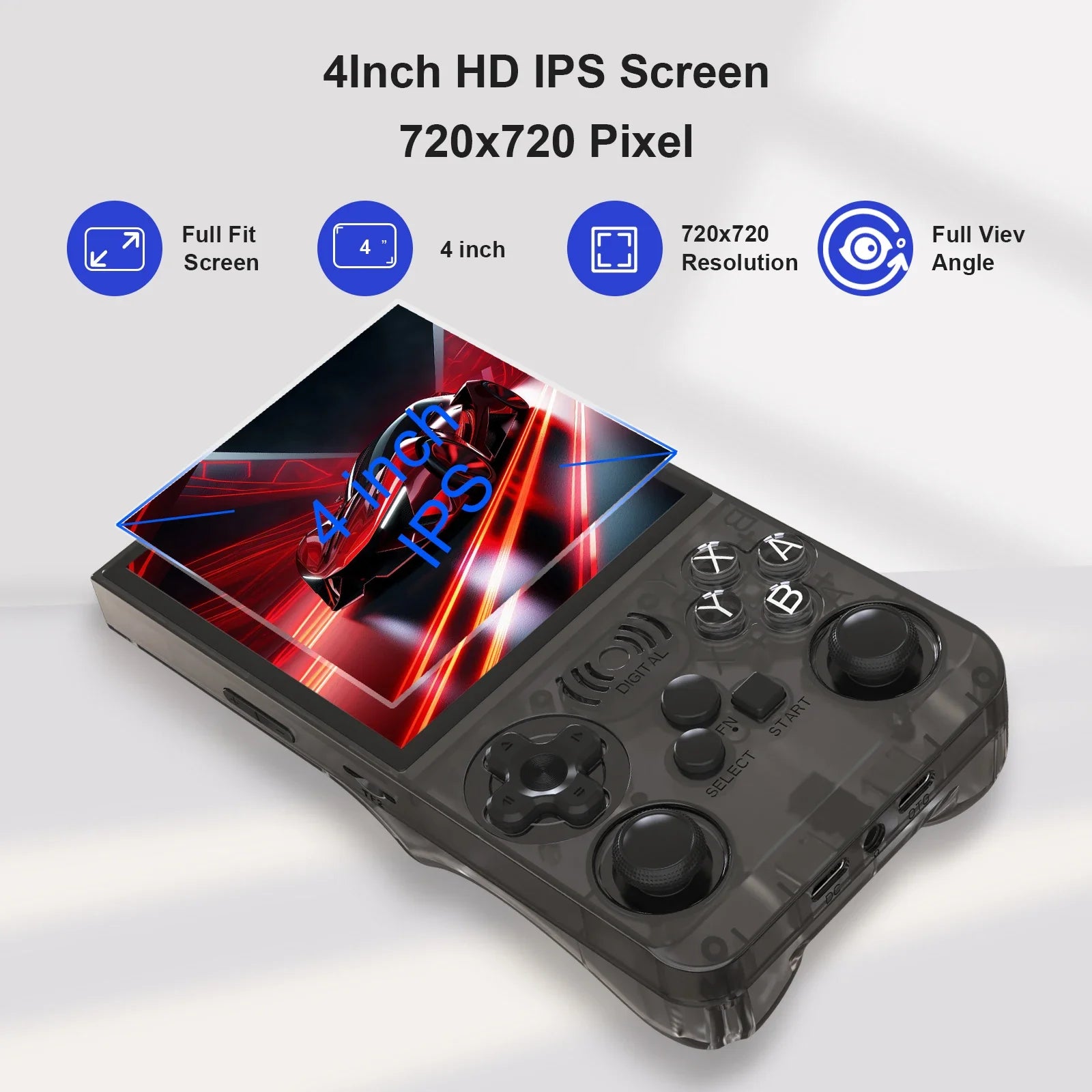 Retro Handheld Game Console 15,000+ Built-in Games, 4.0-inch (10.16 cm) IPS 720x720, 64GB Portable Pocket Console (Linux, Type-C)