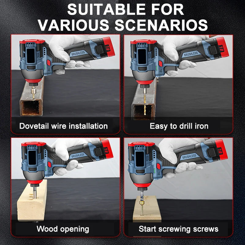 200 N·m (148 ft·lb) 16.8V Brushless Cordless Impact Driver Drill Screwdriver for Home DIY