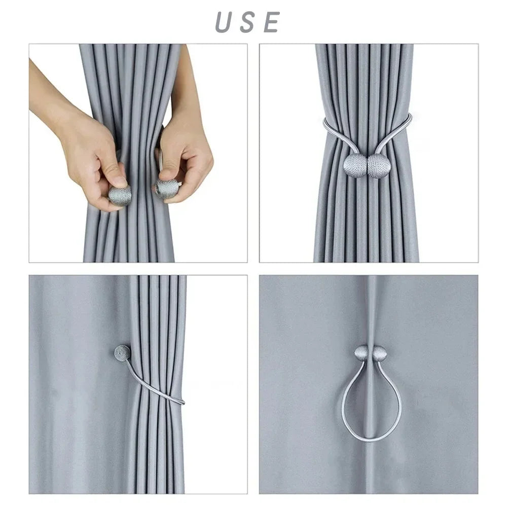 Magnetic Ball Curtain Tiebacks – 1/2/4-Pack, 47 cm (18.5 in) Polyester Magnetic Holdbacks for Curtains