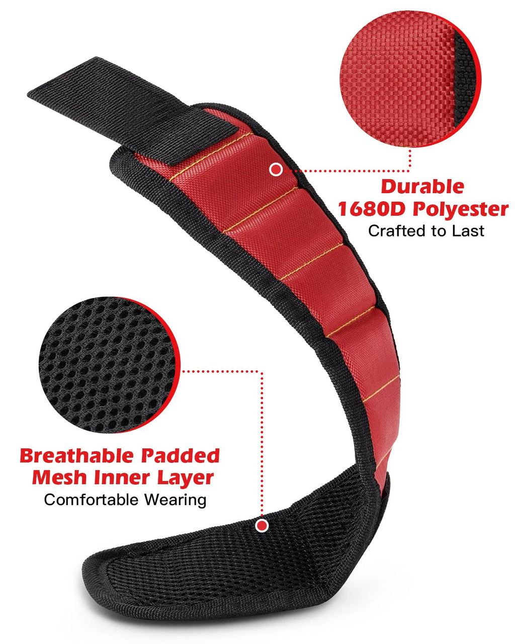 Magnetic Wristband Tool Holder for Screws Nails Drill Bits - Adjustable Magnetic Wrist Tool for Men and Women
