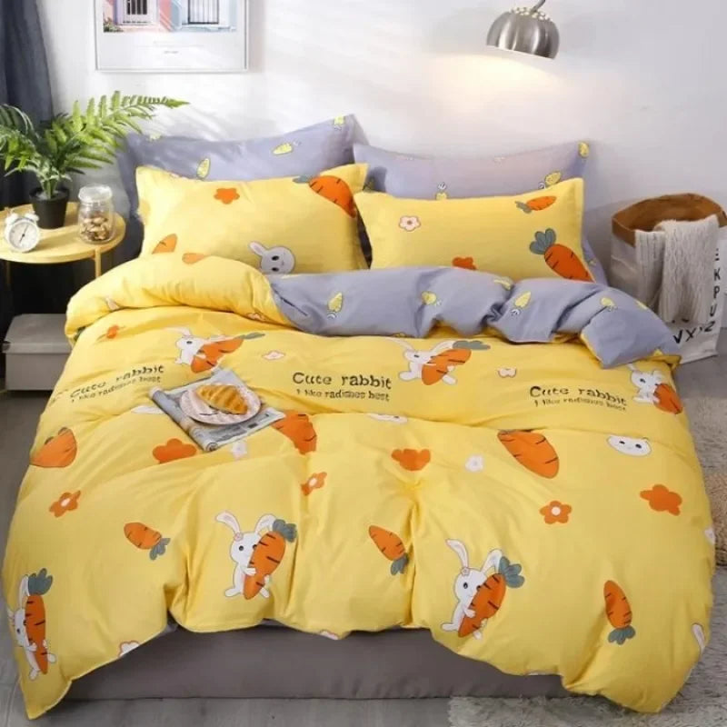 Aloe Vera Cotton 4-Piece Bedding Set – 1.5m (5 ft) Quilted Sheet & Quilt Cover, 500 TC