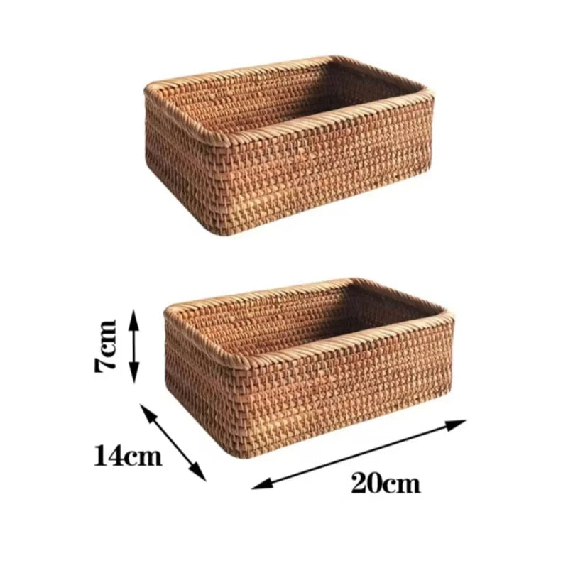 Handmade Rattan and Bamboo Nesting Storage Baskets – Woven Organizer for Home, Kitchen and Table