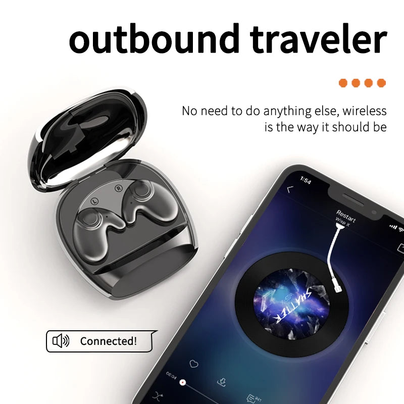 Waterproof Wireless Bluetooth 5.3 Mini Earbuds - Noise-Cancelling In-Ear Headphones for Sleep & Sports