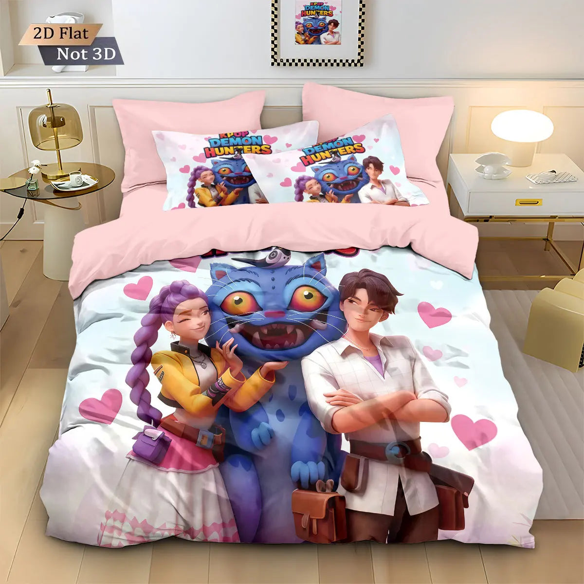 Anime Demon Hunter Zoey Mira Duvet Cover Set 3D Print Bedding for Girls Kids Teens Adults Single Double King