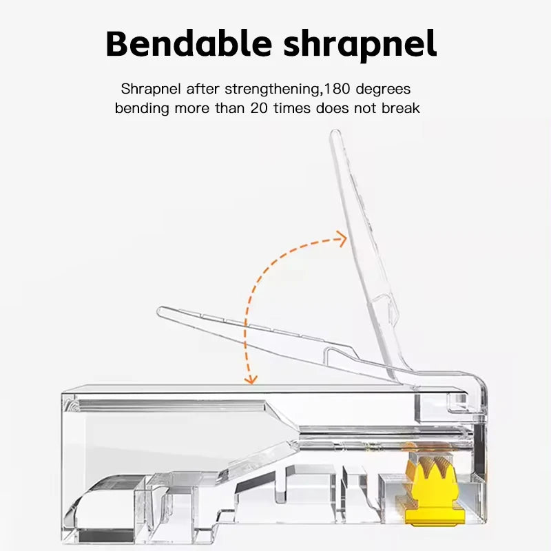 50-Pack Cat6 RJ45 Ethernet Connectors — Unshielded Perforated Crystal Head