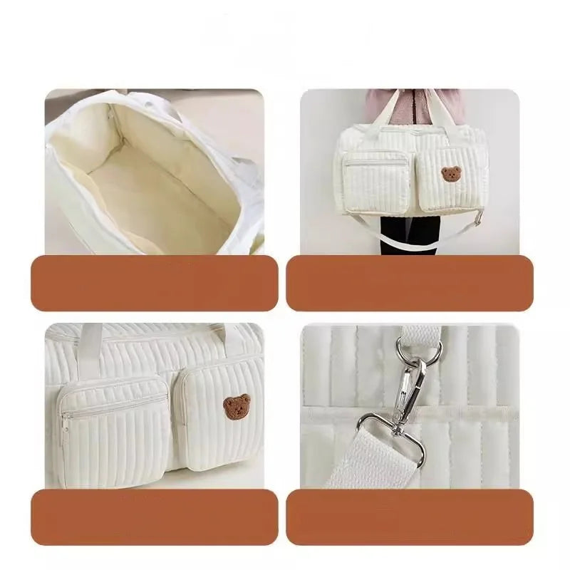 Large Capacity Mommy Diaper Tote Cotton Shoulder Maternity Bag for Women