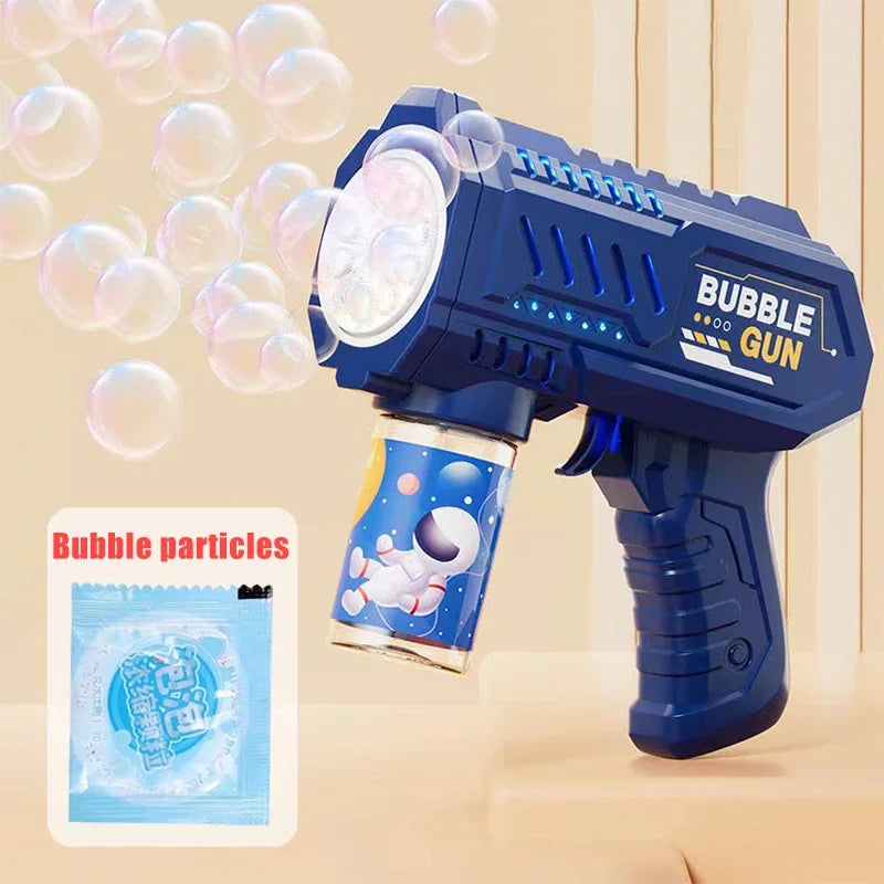 6-Hole Dinosaur Bubble Machine Electric Bubble Gun with Lights – Fully Automatic Bubble Blower for Kids, Outdoor Play