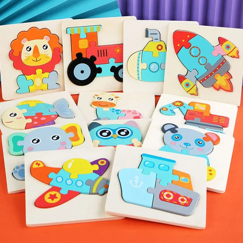 Colorful 3D Wooden Animal Puzzle – Montessori Educational Jigsaw Toy, 10.7 cm (4.21 in)