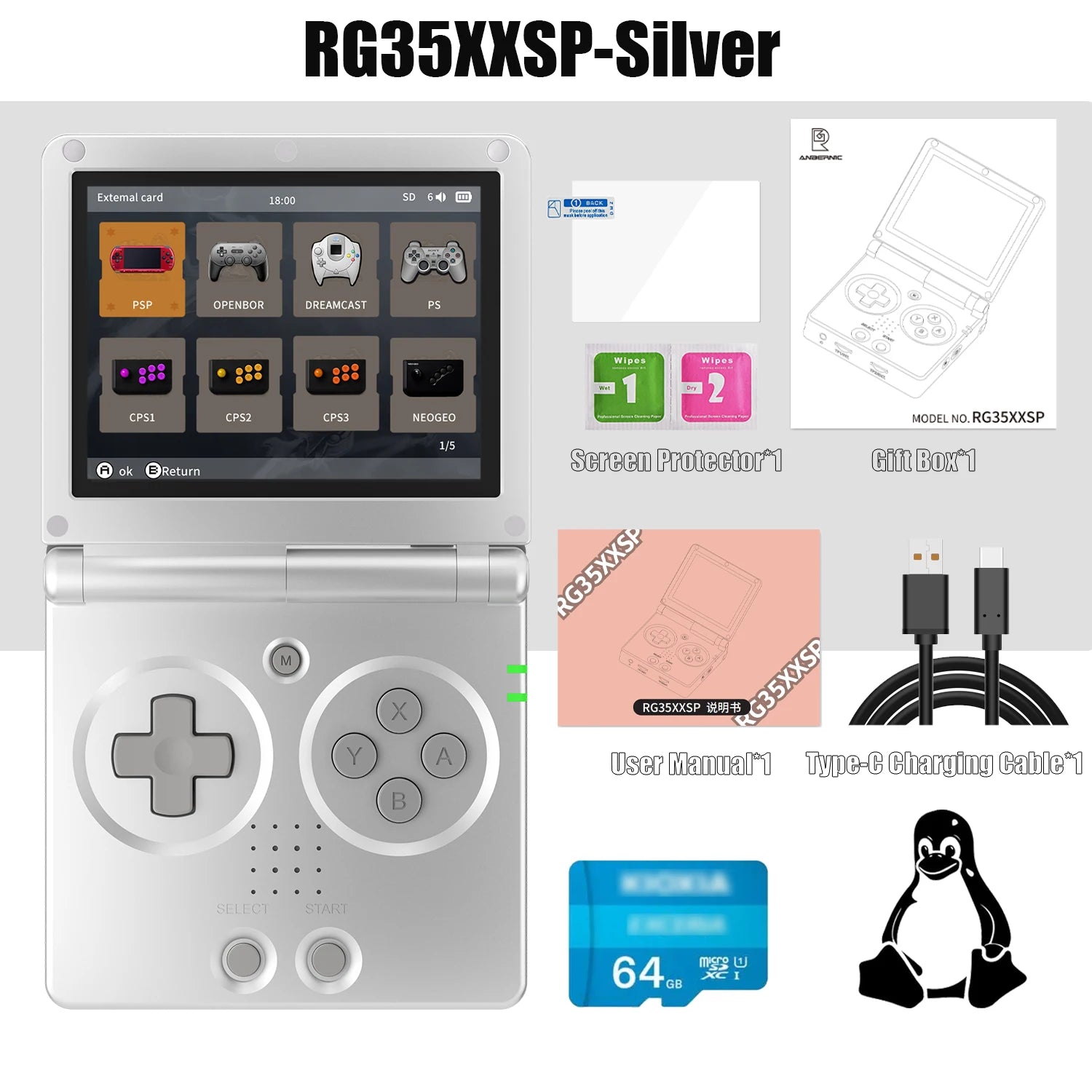 Retro Handheld Game Console - 3.5-inch (8.9 cm) IPS Screen, 3300mAh Battery, HDMI TV Out, Bluetooth 4.2, 5500+ Games